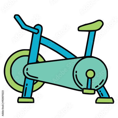 Stationary Bike Fitness Workout Vector Doodle Illustration