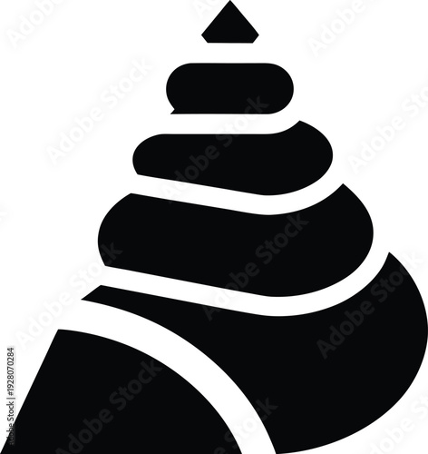 snail shell spiral silhouette vector illustration on transparent background