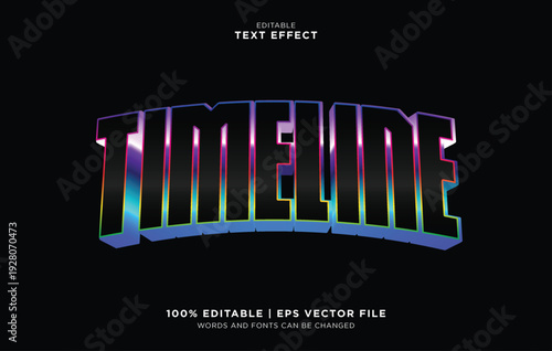 Editable vector text effect for timeline with colorful gradient on black background