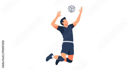 Man Playing Volleyball Sport.