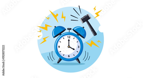 Alarm Clock Ringing with Judge's Gavel Symbolizing Deadline or Time Limit.