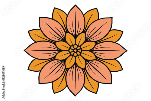 Elegant stylized illustration of a multi-petal flower with warm gradient tones