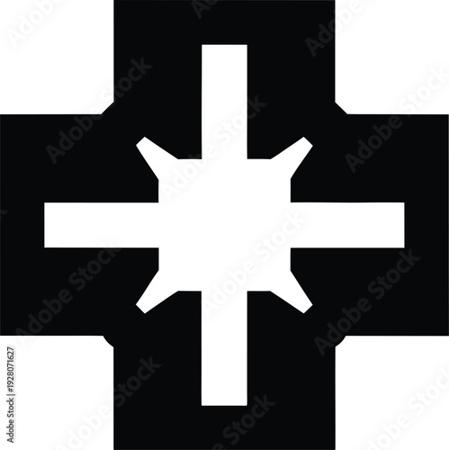 plus sign cross shape silhouette vector illustration on transparent background
