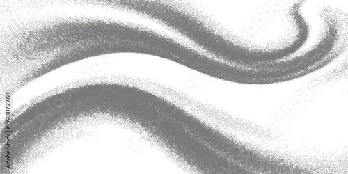 Abstract monochrome grainy wave background with flowing stippled texture and minimalist motion design for creative vector illustration projects