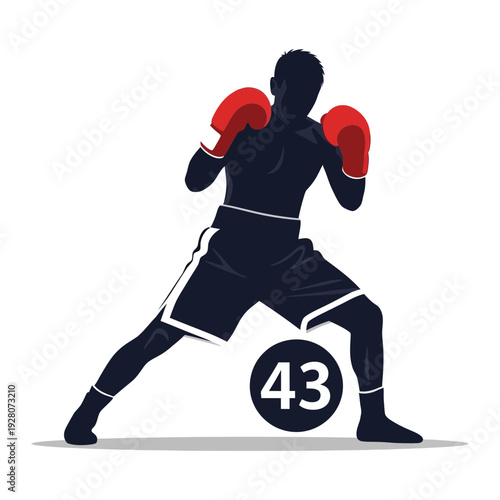 A boxer in a fighting stance with the number 43