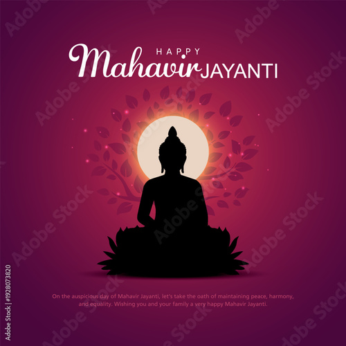 Silhouette vector illustration of Mahavir Jayanti, Celebration of Mahavir birthday, Religious festival in Jainism.