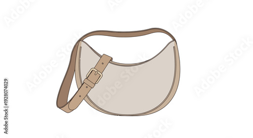 Beige Leather Shoulder Bag.