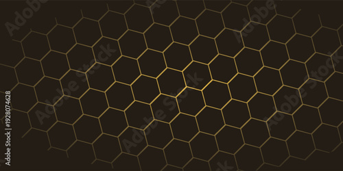 Hexagon technology black and gold colored honeycomb abstract background.  Eps10
