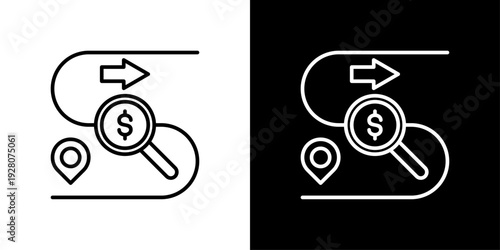 Track Expenditure Icon Sheet Black And White