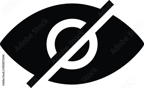 eye with slash privacy symbol silhouette vector illustration on transparent background