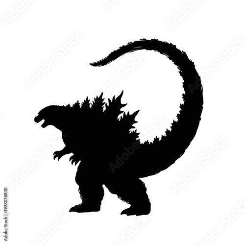 Silhouette of Godzilla, the King of Monsters, with iconic dorsal fins