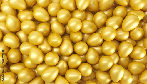 3d rendering of many golden Easter eggs - background - happy easter - vacation concept.