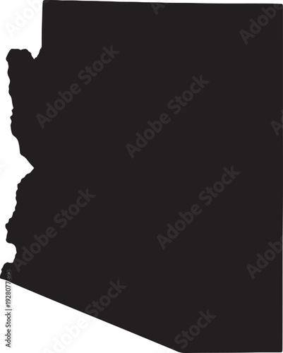 Silhouette of arizona state outline isolated on white background, Vector, illustration