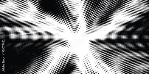Halftone dots lightning explosion pop art comic background. Vector Illustration%09