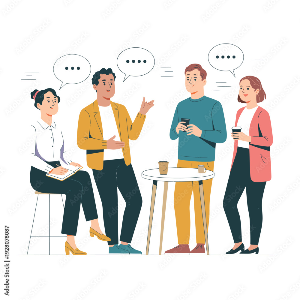 Obraz premium Diverse Group Engaged in Conversation and Coffee Break