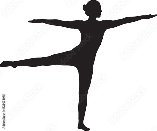 Elegant ballerina pose silhouette isolated on white background, Vector, illustration