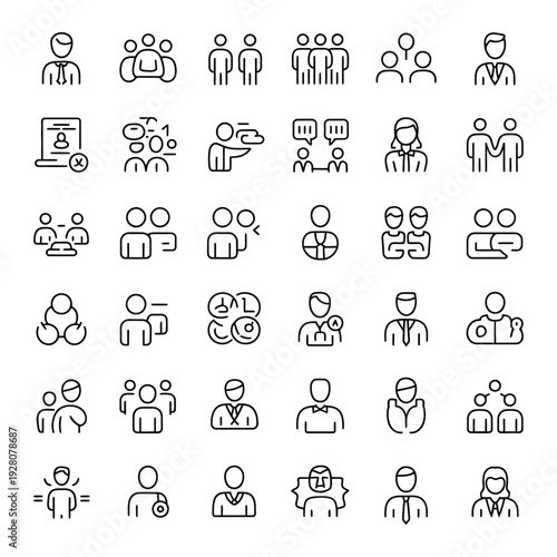 Diverse set of human and business related icons people