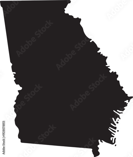 Silhouette of georgia state outline isolated on white background, Vector, illustration