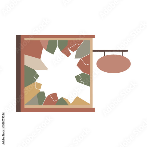 Illustration of a broken piggy bank with a falling profit chart and recession symbols, conveying a financial crisis concept with a debt problem and company collapse.