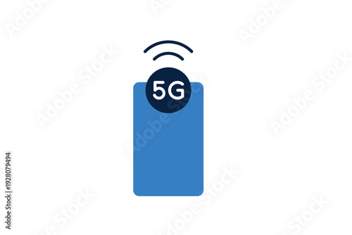 5G antenna tower icon for wireless signal transmission, mobile network coverage and telecom infrastructure.
