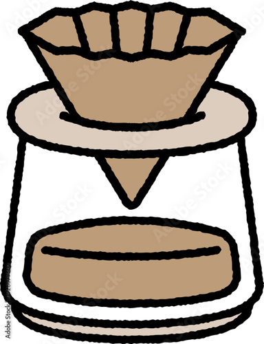 Simple Outline Handdrawn Coffee Pour Over Brewer Illustration Graphic