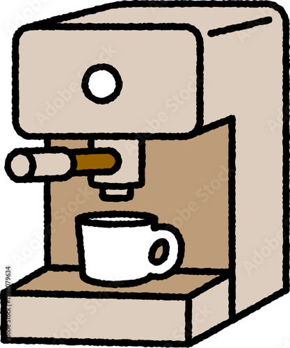 Simple Handdrawn Coffee Maker with Cup Drink Illustration in Cartoon Style