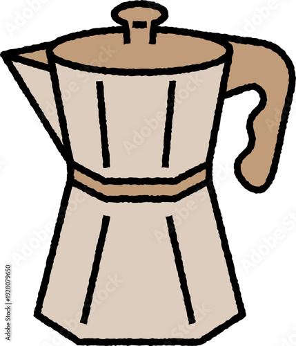 Simple Handdrawn Isolated Moka Pot Coffee Maker Illustration Element