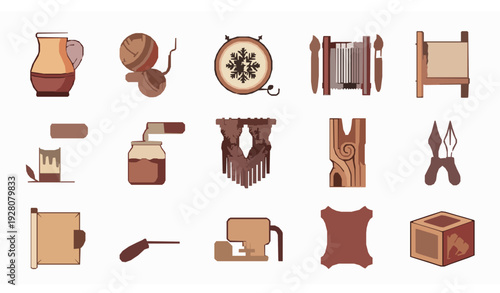 Handmade Arts and Crafts Filled Icons Collection for Creative DIY Projects