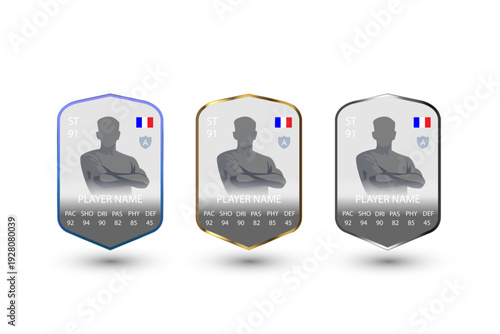 Football Player Card Template Set with Stats – Striker, Goalkeeper and Midfielder