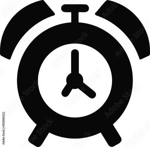 alarm clock bells ringing silhouette vector illustration on transparent background