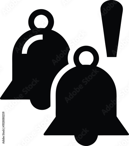 alarm bell with exclamation silhouette vector illustration on transparent background