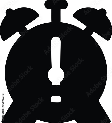 alarm bell with exclamation silhouette vector illustration on transparent background