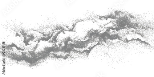 Abstract grey spray paint texture with grainy stippled particles on white background for creative graphic design vector illustration