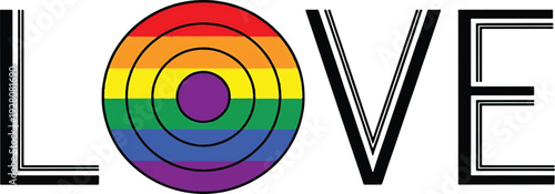 Pride rainbow flag love parade concept - love typography with pride rainbow - vector illustration for pride month.