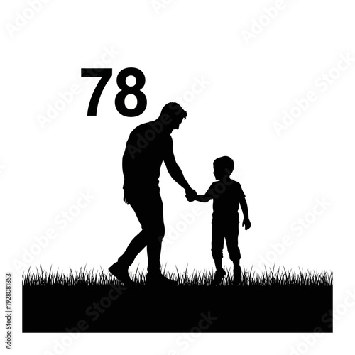 Wallpaper Mural A man and a child holding hands in a grassy field Torontodigital.ca