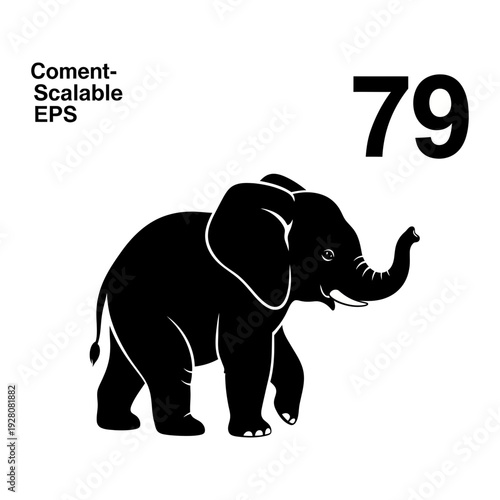 Wallpaper Mural A black silhouette of an elephant with its trunk raised Torontodigital.ca