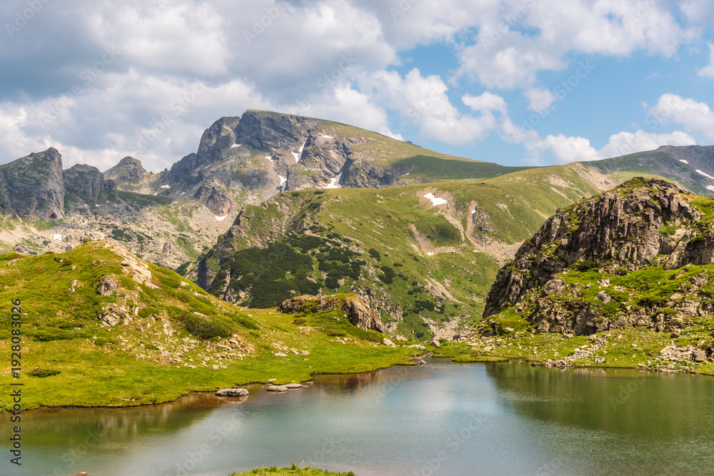 Obraz premium Serene Alpine Lake in the Rila Mountains, Bulgaria