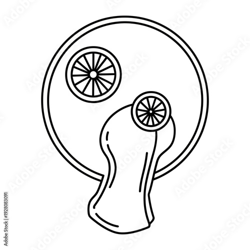 Wallpaper Mural A black and white drawing of a bicycle wheel and a headset Torontodigital.ca
