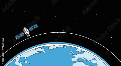 Satellite orbiting earth in space vector illustration