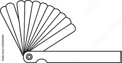Engineering Feeler Gauge Set Black and White Line Art Vector Isolated on White Background.eps