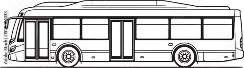 Electric City Bus Black and White Public Transport Vehicle Vector.eps