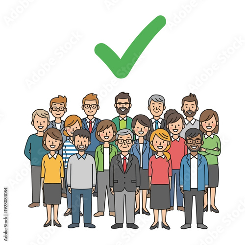 Wallpaper Mural A group of people with a green checkmark above them Torontodigital.ca