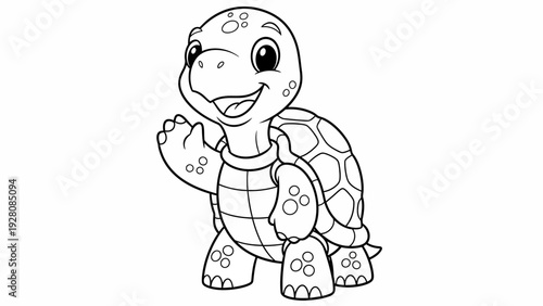 Cute cartoon turtle waving hello