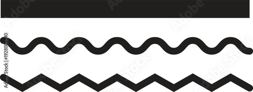A graphic design element featuring three distinct black line patterns on a white background for creative projects