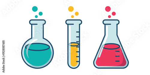 Chemical tube illustrations vector set for laboratory and science design