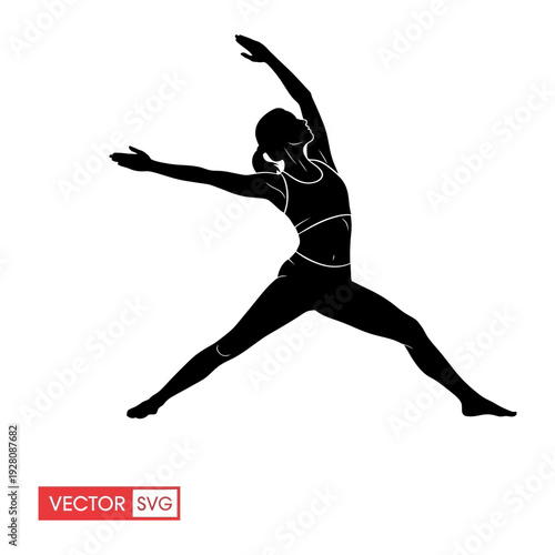 A woman in a yoga pose with her arms and legs stretched out