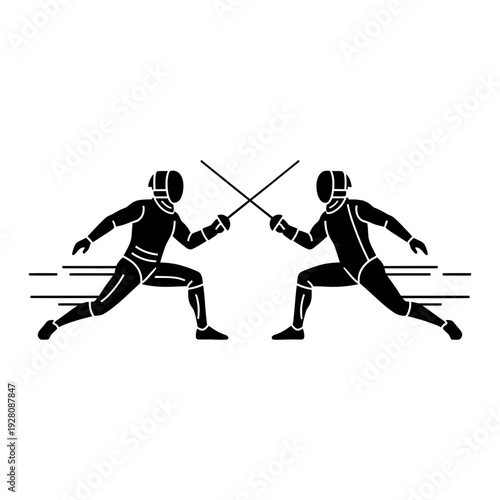 Fencing Duel Silhouette Combat Sport Athlete Icon