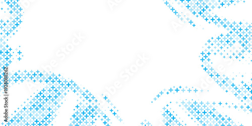 Medical healthcare seamless background. Green blue cross pattern. Repeating plus symbol wallpaper. Vector hospital pattern. Tech backdrop for presentation, banner, booklet, brochure, leaflet, poster