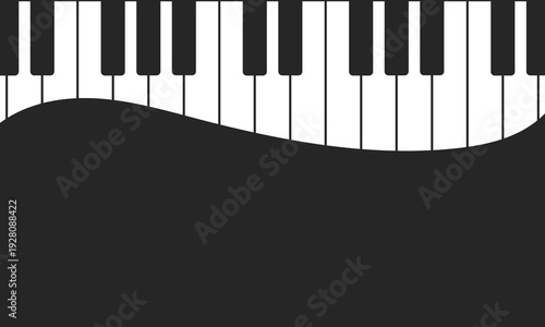 波形ラインとピアノ鍵盤を組み合わせた音楽背景デザイン