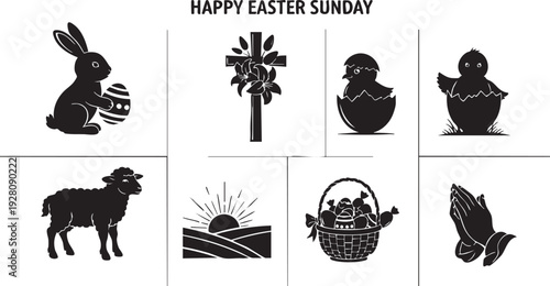Easter sunday celebration symbols and icons